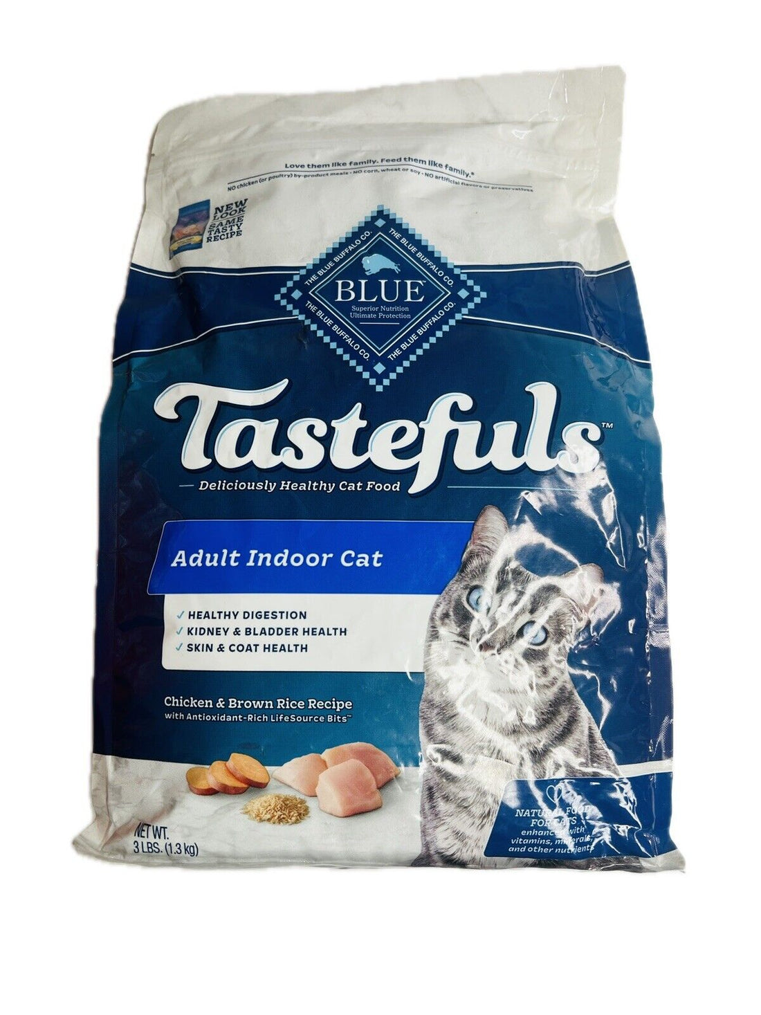 BLUE Tastefuls Indoor Natural Adult Dry Cat Food Chicken Flavor 3lb Bag New