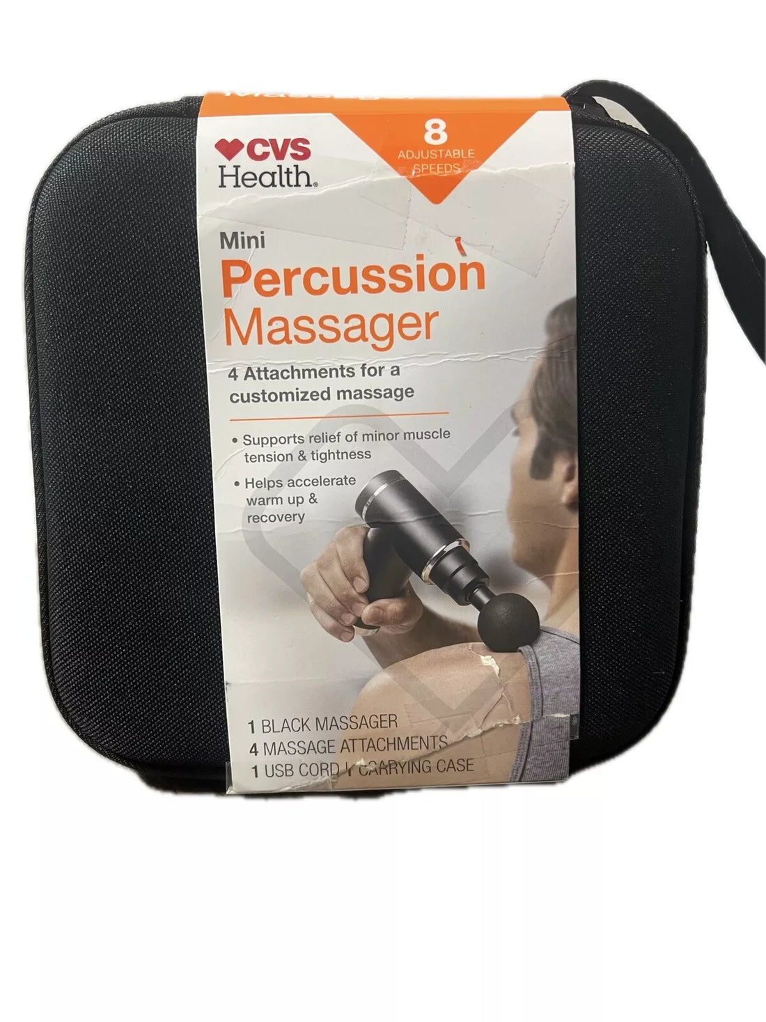 CVS Mini Percussion Massager With 8 Attachment’s Portable Massage Therapy