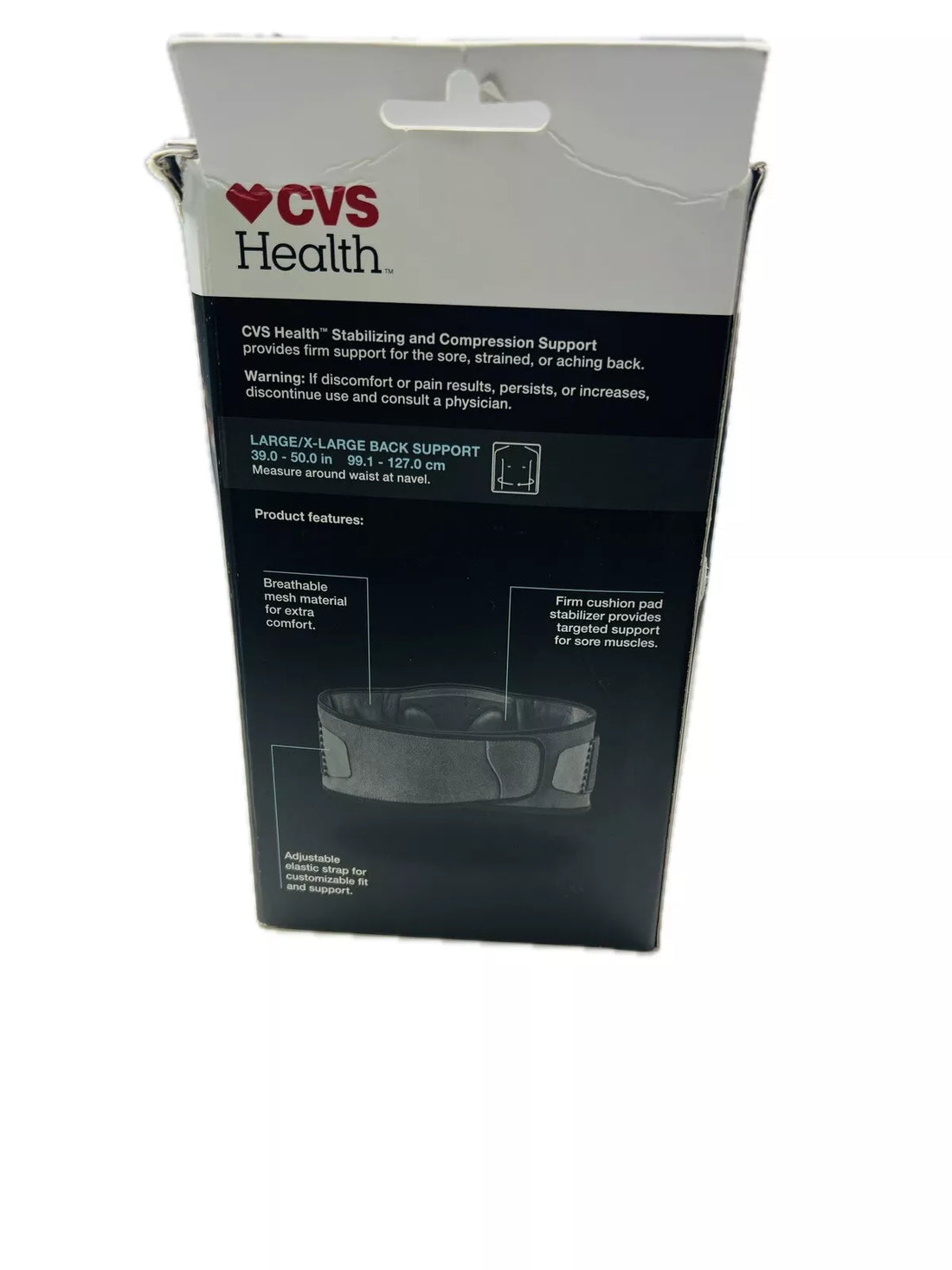 CVS Health, Firm Support Back Deluxe Stabilizing Support: Size LG/XL And SM/MED