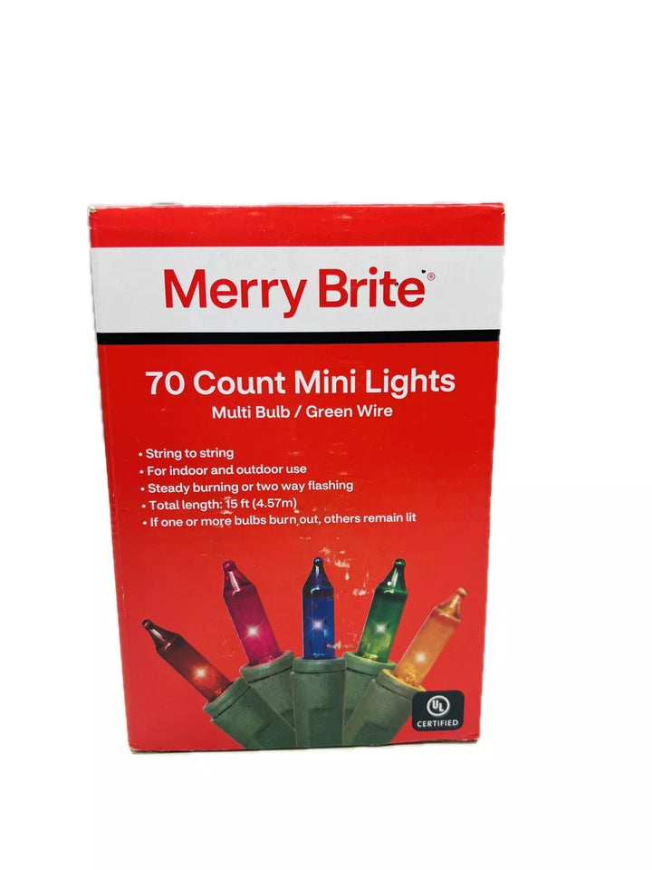 MERRY BRITE 70 Count Mini Christmas Lights Multi Bulb Green wire