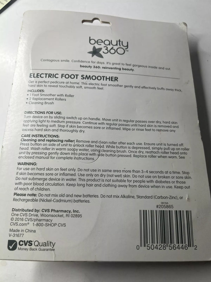 Beauty 360 Electric Foot Smoother.Gently smoothes Callused skin. New