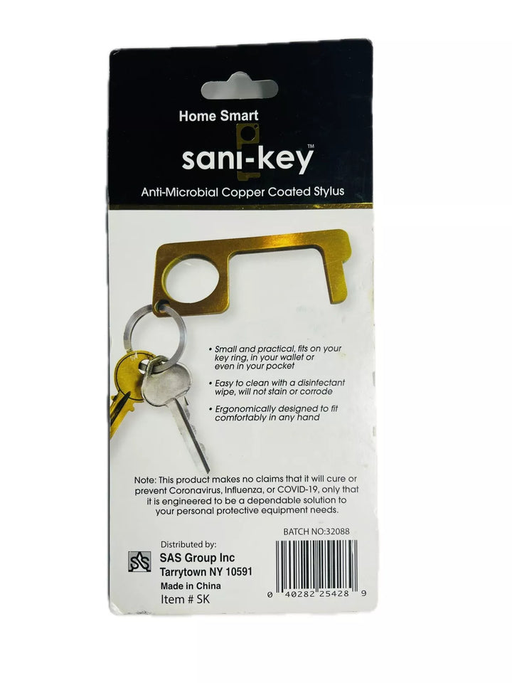 Lot 2 Home Smart Sani-Key Anti-Microbial Copper Coated Stylus, Key Ring Ornament