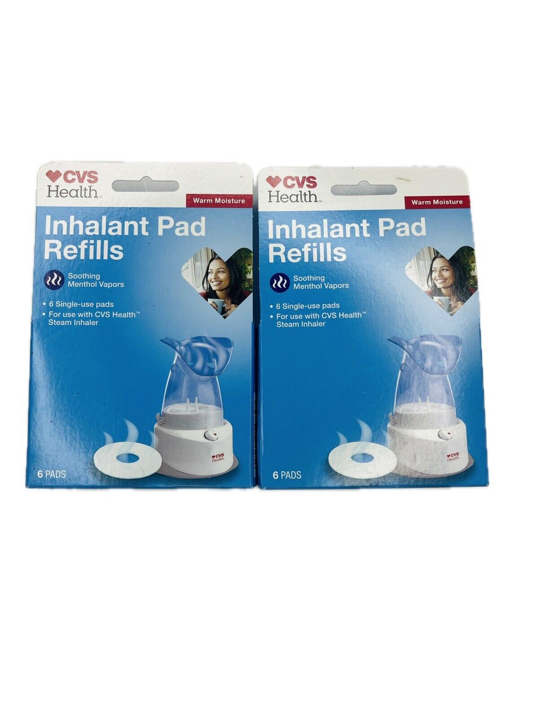 CVS Health Inhalant Pad Refills NEW (2 Boxes) of 6 Soothing Menthol Vapors