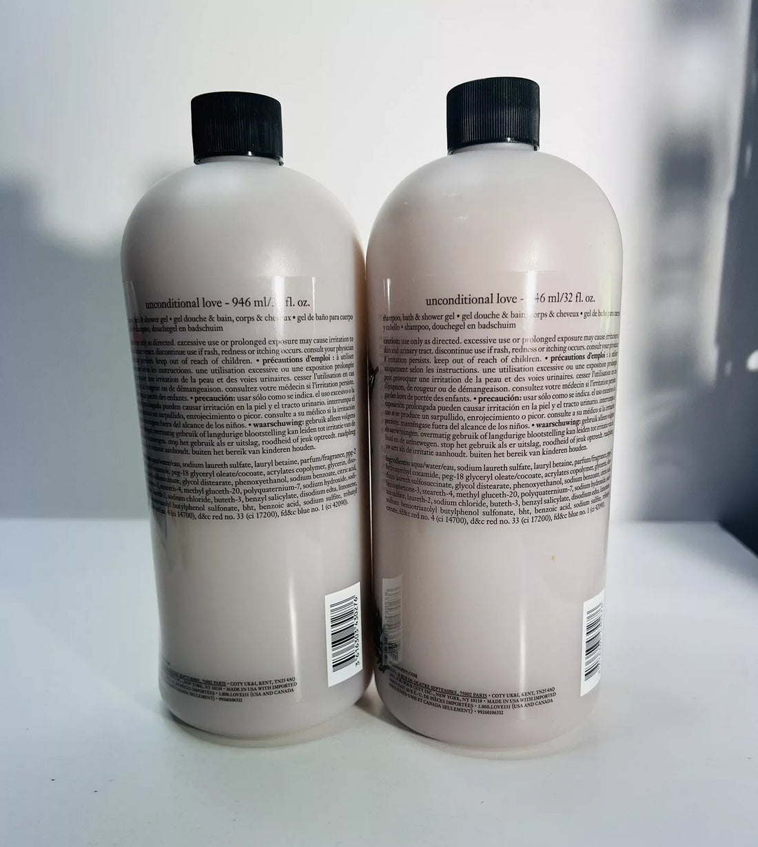 2 Pack Philosophy Uncondition Love Shampoo Bath & Shower Gel 32 oz Ea Christmas