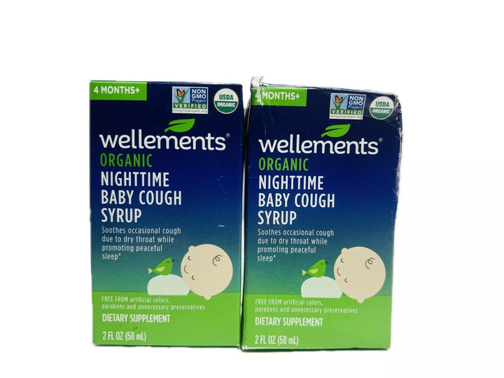 (2) Wellements Organic Nighttime Baby Cough Syrup 2 oz /4 Months+/ Exp 05/25