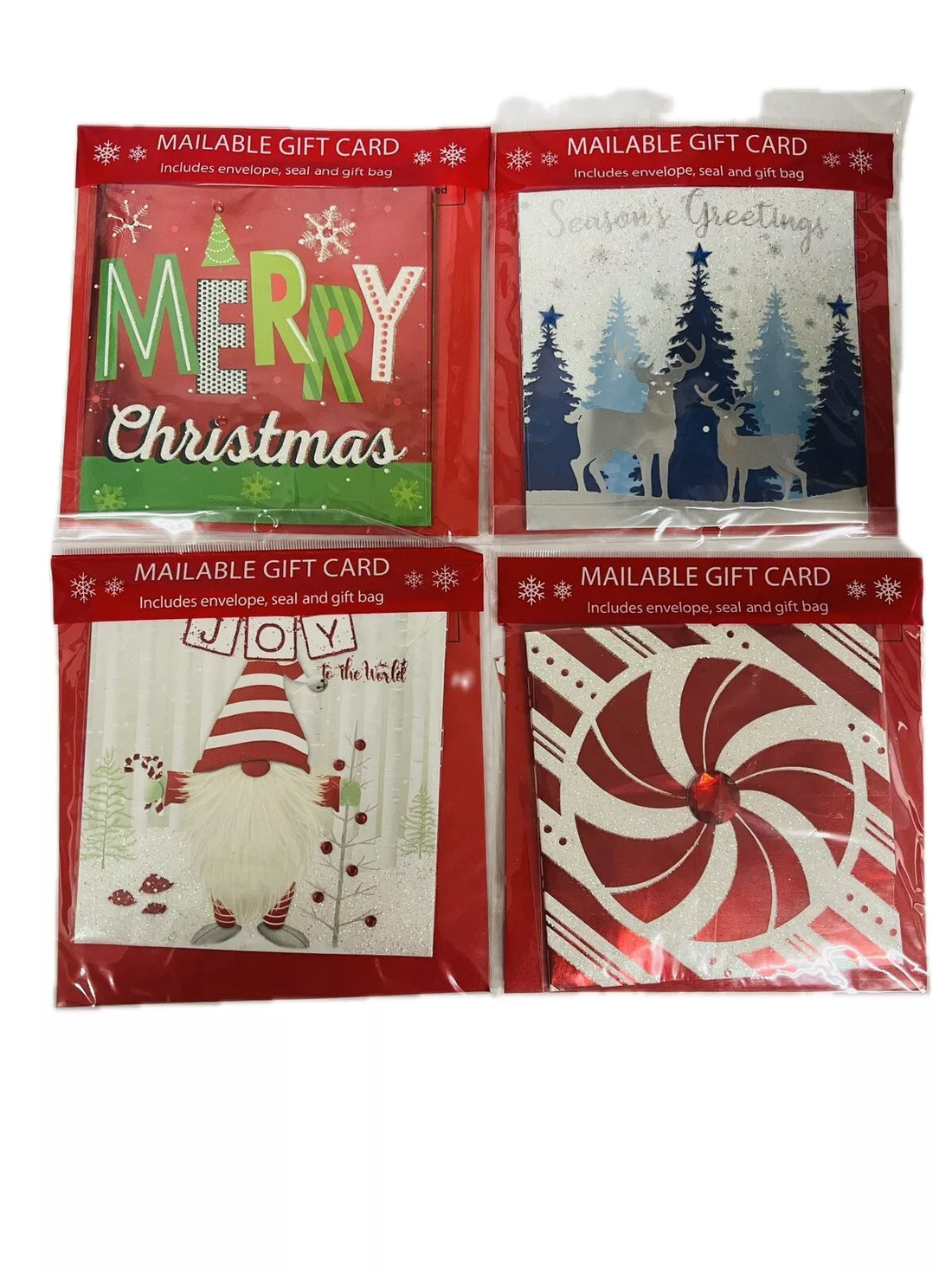 Lot of 4 Christmas Mailable gift card cards