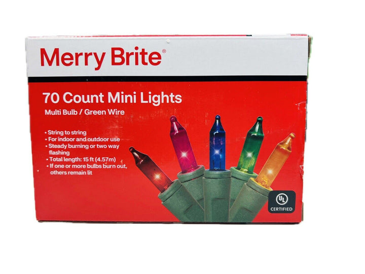 MERRY BRITE 70 Count Mini Christmas Lights Multi Bulb Green wire