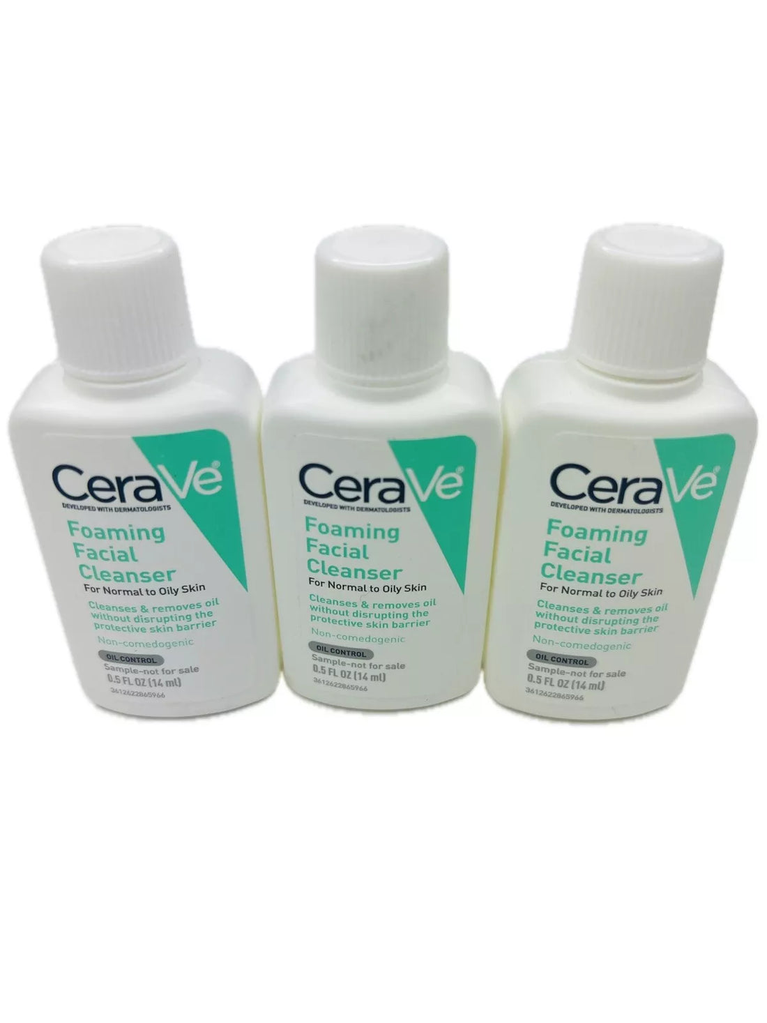 3pk CeraVe Foaming Facial Cleanser 0.5 Fl Oz For Normal To Oily Skin Travel Size