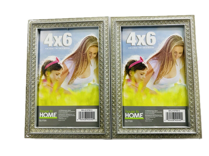 2 Pack!! CVS House To Home 4x6 Glitter Picture Frames.