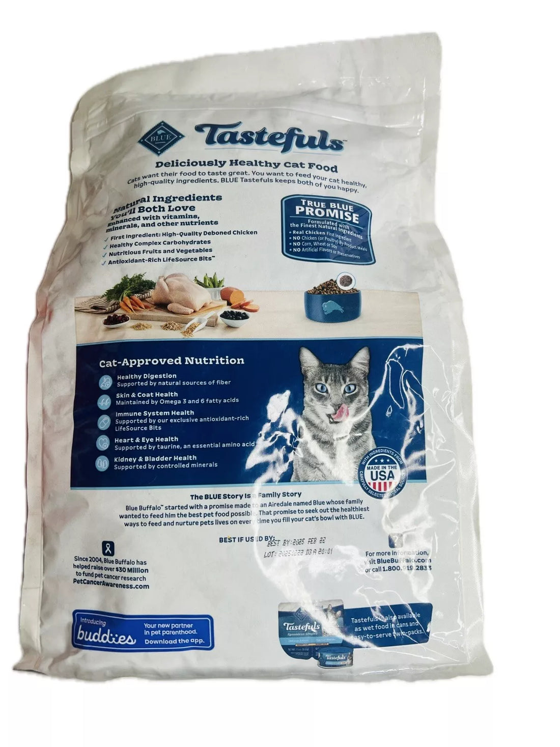 BLUE Tastefuls Indoor Natural Adult Dry Cat Food Chicken Flavor 3lb Bag New