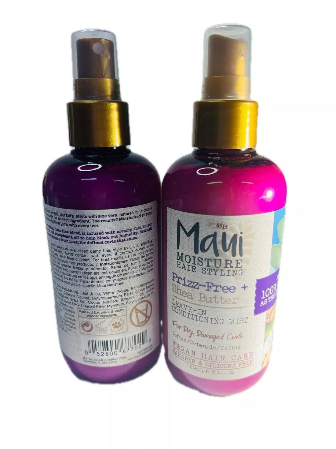 2 Frizz-Free + Shea Butter, Leave-In Conditioning Mist, For Dry, Damaged Curls