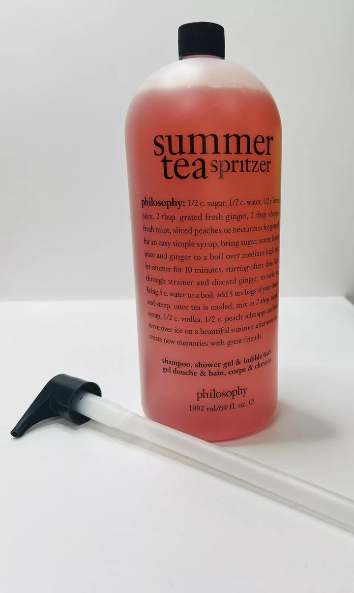 Philosophy SUMMER TEA SPRITZER 3-in-1 Shampoo Bubble Bath SHOWER GEL 64oz