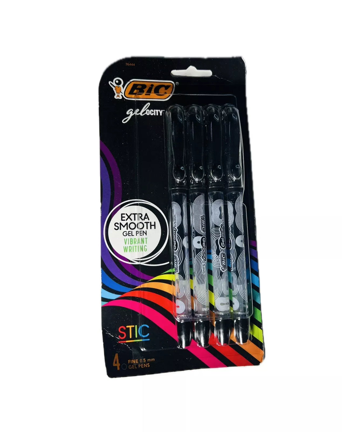 BIC Gel-ocity Smooth Stic, Fine 0.5mm Black Gel Pens