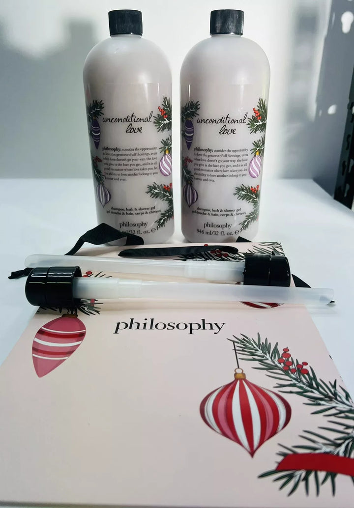 2 Pack Philosophy Uncondition Love Shampoo Bath & Shower Gel 32 oz Ea Christmas